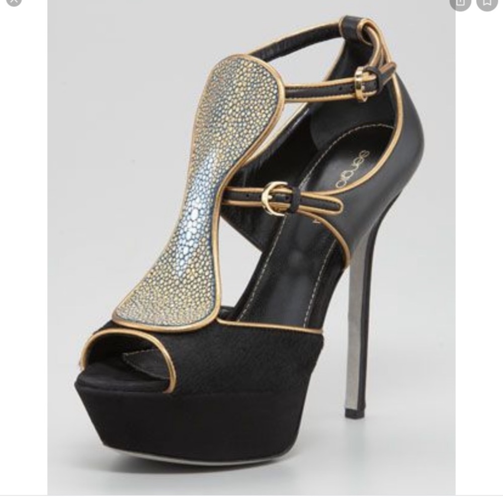 Sergio Rossi Black Gold Heels